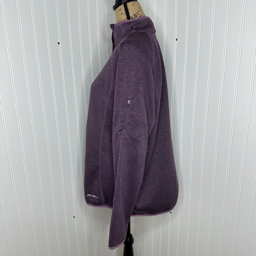 Eddie Bauer Fleece Pullover Heathered Purple Quarter Zip Jacket Gorpcore Sz 2XL - Picture 3 of 16
